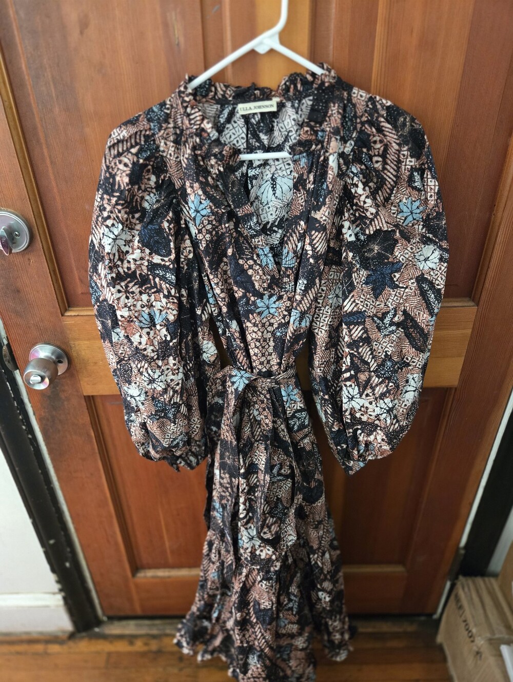 Ulla Johnson Black Printed Maxi Dress with Brown & Light Blue Accents - Picture 5 of 7